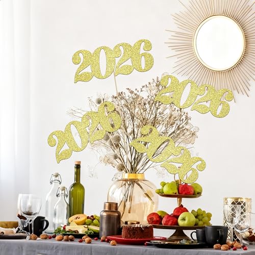Image of 2026 Centerpiece Sticks Class of 2026 Table Decorations 12PCS Graduation Table Toppers Glitter Gold Number 2026 Congrats Table Centerpieces for Graduation Theme Party Decorations Supplies