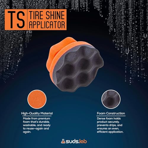 Image of Suds Lab TS Tire Shine Applicator - Reusable Foam Tire Dressing Applicator Pad, Tire Shine Brush, Ideal for Car Tire Shine Gel, Tire Balm, Tire Cleaner, and Tire Applicator Sponge for even application
