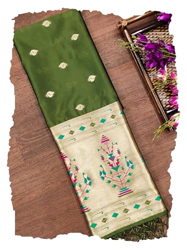 Image of DEVANGI Women's Woven Paithani Banarasi Silk Dupatta /Chunni For Women, Floral Print 1 Meter Wide and 2.3 Meter Length Printed Designer Dupatta /Chunni For Girls