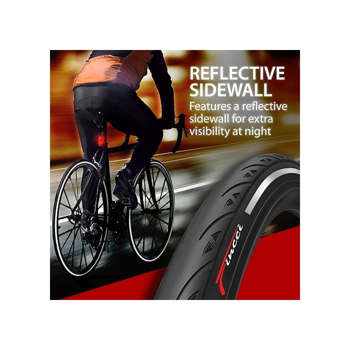 Fincci Racing Reflective Bike Tyres 700x23c - Pair Slick Foldable - Image 7