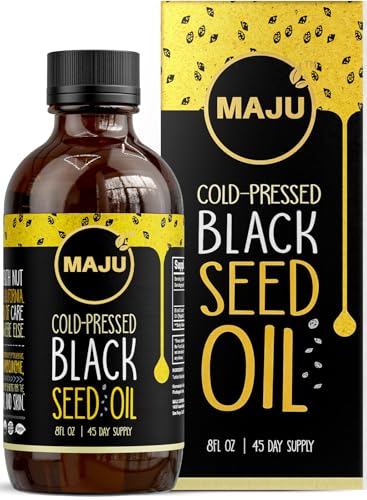 MAJU Black Seed Oil - 3 Times Thymoquinone, Cold-Pressed, 100% Turkish Black Cumin Seed Oil, Liquid Pure Blackseed, Glass Bottle, 8 oz