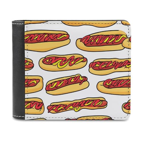 Hot Dogs Mustard Ketchup Fashion Bifold Wallets for Men Women Slim & Thin Credit Card Holder Wallet Purse
