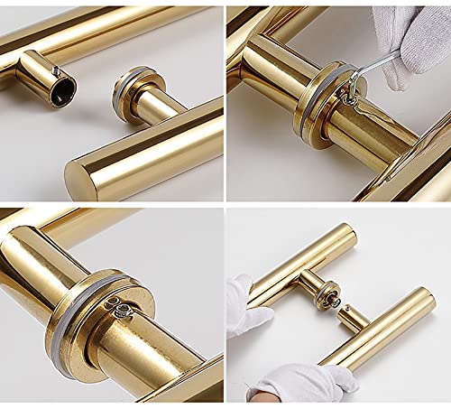 Poignée de porte coulissante double face argent 60cm pour douche en verre et bureau
