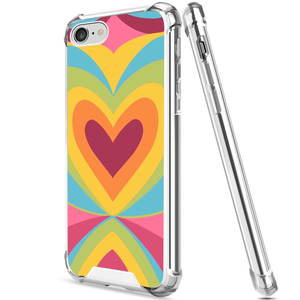 DAFEI Transparent Phone Case for iPhone 7/8/SE2 with Designer Colorful Heart Tunnel Pattern Clear Four-Corner Airbag Reinforced Anti-Scratch and Shock-Proof Protective Phone Cover
