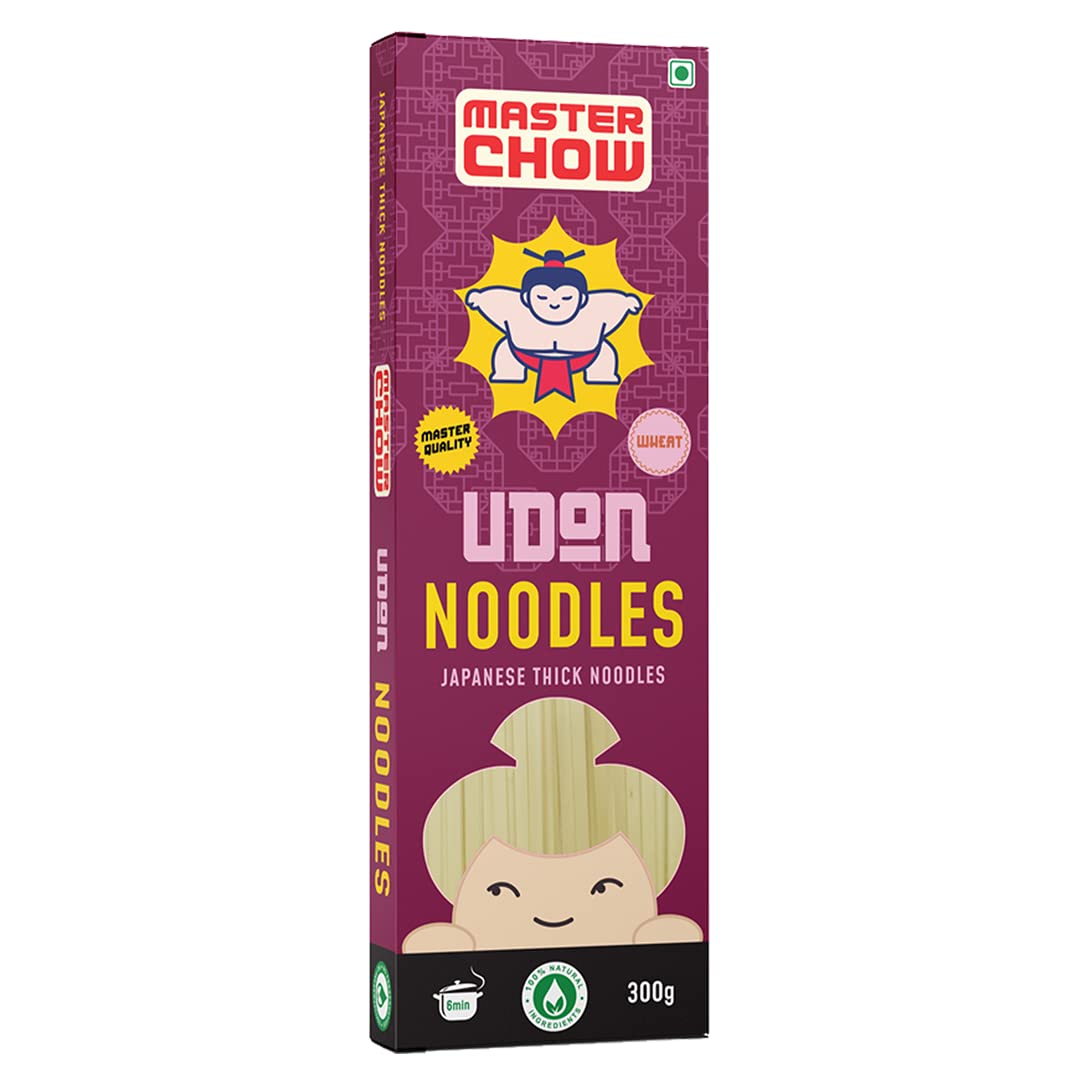 MasterChow Healthy Wheat Udon Noodles | No Preservatives | Real Whole Wheat | Get Restaurant Style Taste in Just 10 Minutes | No Maida, Not Fried | Serves 4-5 Meals | 300gms