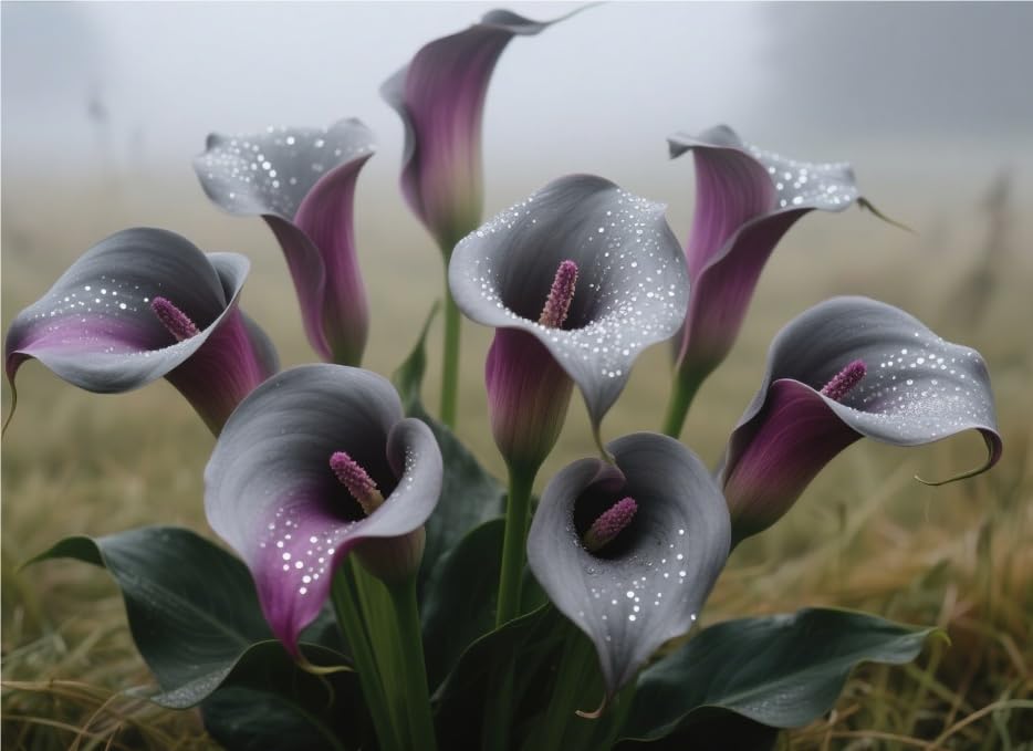 Magnificent Calla Lily Bulbs UK in Bulk: Hardy Perennial Splendor for Breathtaking Garden Displays, Greening Flower-6 Bulbs-D