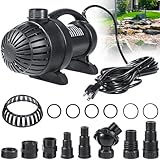 91018 3000 GPH Submersible Water Pump for Pond Waterfall Fountain Hydroponics Aquarium Skimmers Filter System Fish Tank Koi Pool Up To 3000 Gallons with 20FT Cord, 165W, 15FT Lift Height Black