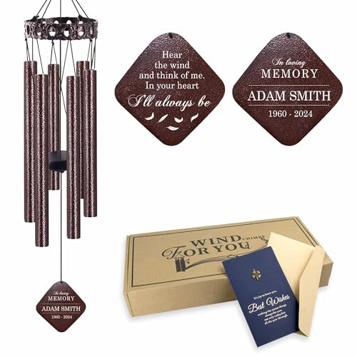 Image of ASTARIN Personalized Memorial Wind Chimes, Customized Wind Chime for Loss of Loved One /Mother /Father, Wind Chimes for Outside Garden Decoration, Sympathy Gifts for Women /Man