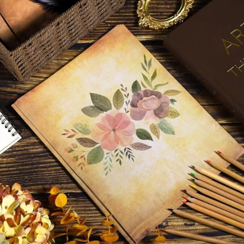 Image of 50 Sheets Vintage Writing Paper, Double-Sided Retro Scrapbook Paper for Letter Writing, Decorative Stationery Paper, 8.3 x 11.2 Inch, 100 GSM, Journaling, DIY Card Making, Crafting Supplies
