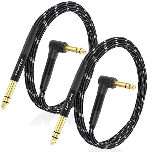 1/4 Inch TRS Cable Right Angle to Straight 2-Pack 3.3FT, 6.35mm Balanced 1/4 Audio Cable for