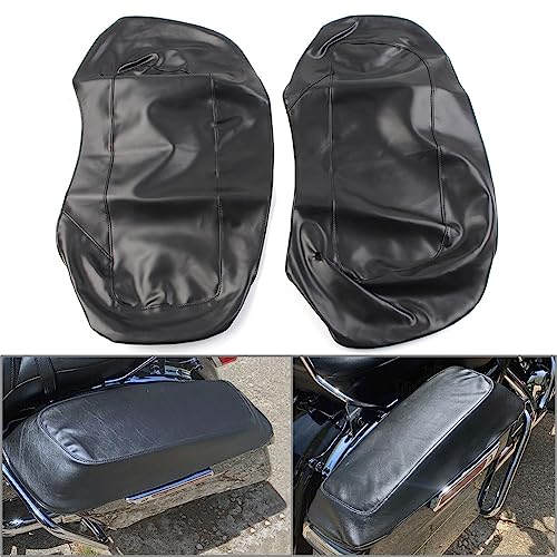Bacar Motorcycle PU Leather Saddlebag Speaker Lid Bra Protective Cover, Motorcycle Saddlebag Speaker Lid Covers Black Compatible for Harley for Touring FLH FLT 2014-UP miniatura 4
