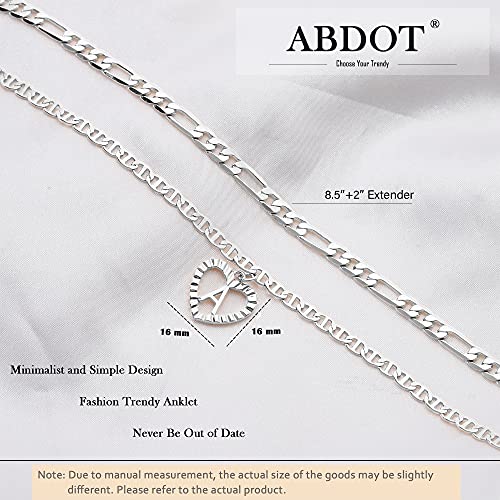 Image of Initial Ankle Bracelets for Women 2pcs 18K Gold Plated Handmade Layered Letter Heart Figaro Chain Flat Mariner Anklets for Women Cute Summer Beach Foot Jewelry