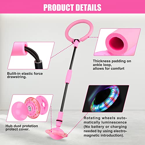 Chridark Ankle Skip Ball For Kids - Foldable Flash Wheel Skip Ball, Outside Game Toys For Kids & Adults, Gift For Boys & Girls Age 5 6 7 8 9 10 Years Old (Pink) #TOP3