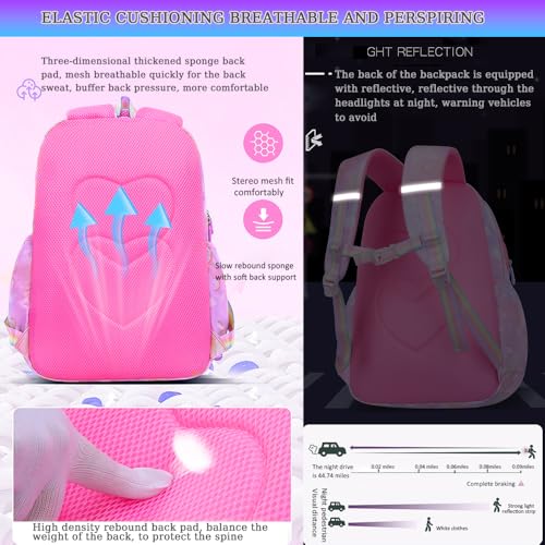 Girl schoolbag.Teenage Middle School Students Bookbag Big Student Laptop Backpack For College Women Middle High School Teen Girls Bookbag Travel Daypack(pencil case password lock wallet)(pink)3
