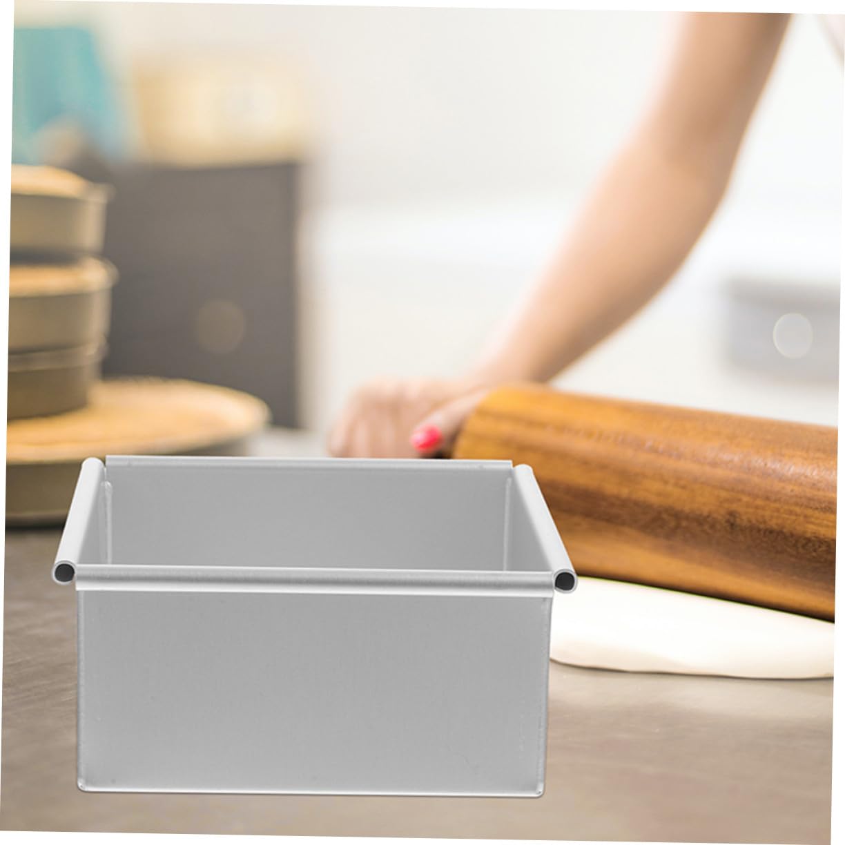 Molde Cuadrado para Bizcocho de Aleación de Aluminio con Fondo Desmontable Antiadherente Fácil Desmoldar para Repostería y Tartas Caseras