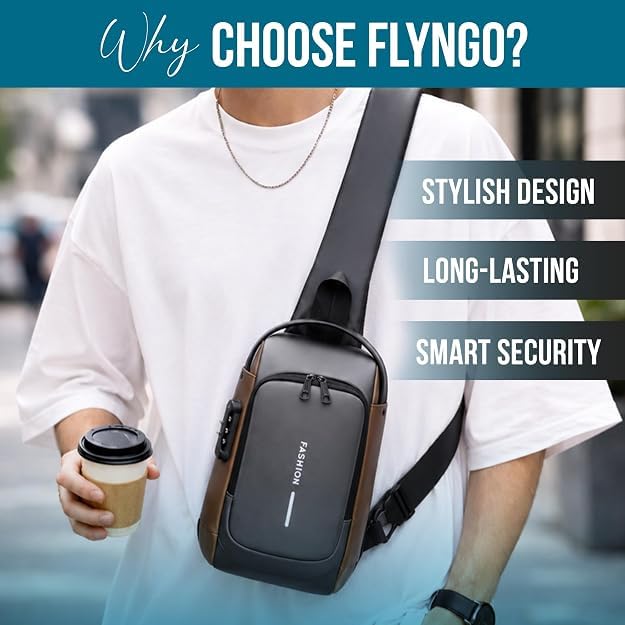 Image of TEKCOOL Sling Bag for Men Stylish Crossbody Backpack for Men & Women, Anti-Theft Chest Bag with USB Charging Port, Messenger Bags, Casual Shoulder Bag