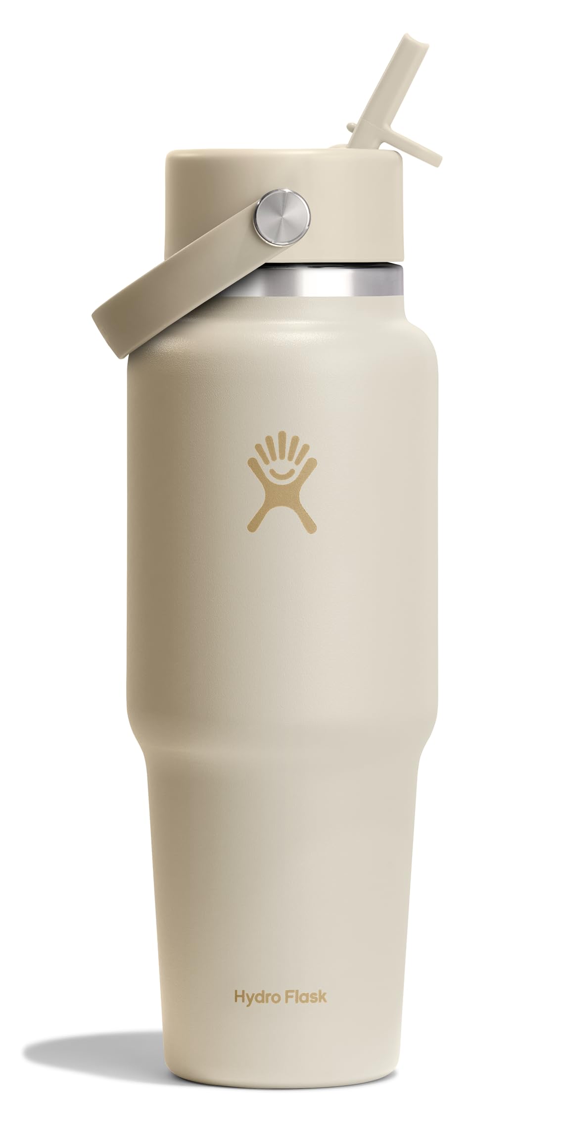 Hydro Flask Travel Water Bottle - Insulated Stainless Steel - Wide Straw Lid, Non Spill, Leakproof in 32 Oz Coconut Cream