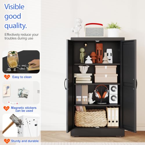 Image of GAIOUS 43.3'' Tall Kitchen Pantry Cabinet, Black Metal Storage Cabinet
