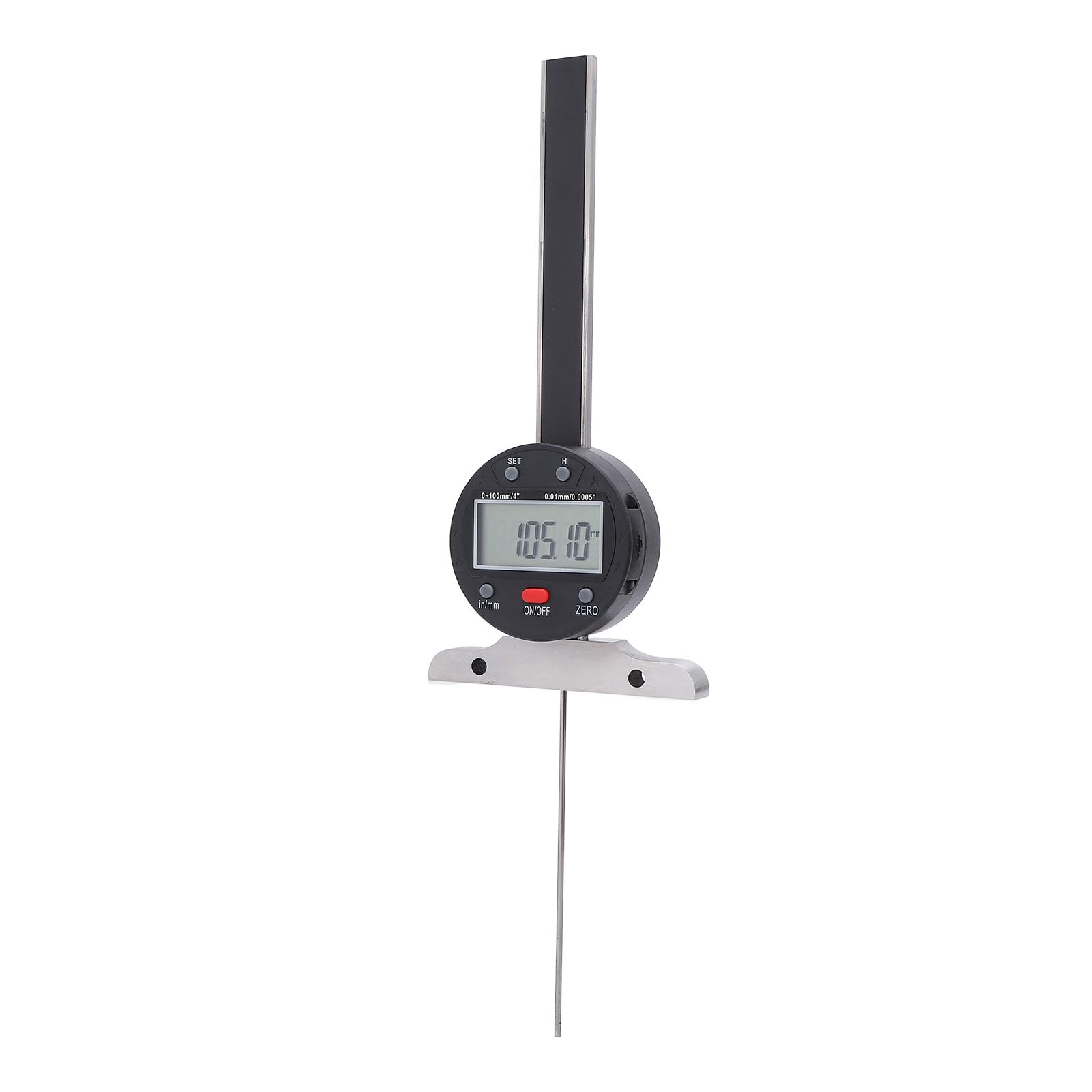 AUNMAS Medidor de Profundidad Digital, Medidor de Profundidad Electrónico de Acero Inoxidable, Pantalla LCD de 0-100 Mm y 0,01 Mm con Transferencia de Datos USB para Carpintería, Uso en Construcción