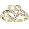 Amazon Collection 10K Yellow Gold Diamond Two Hearts Ring (1/10 cttw)