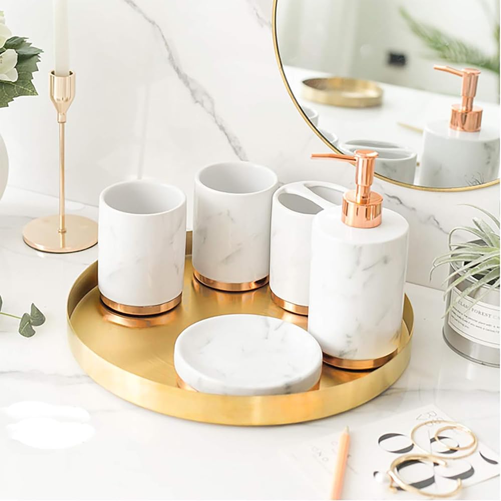 Yvttve Vassoio Decorativo Rotondo Dell'oro, Vassoio Da Portata Di