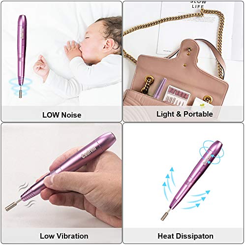 Cadrim Portable Nail Drill Set, Eletric Lightweight Nail File Kit Professional Efile for Acrylic Nail, Gel Polish, Manicures and Pedicure with USB Cable