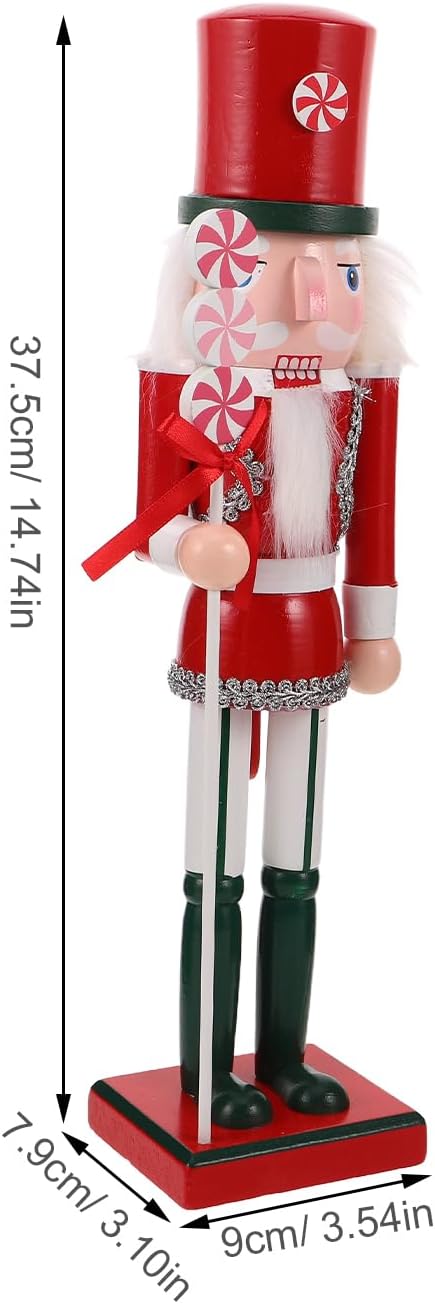 Christmas Nutcracker with Lollipop Figurine 15 Inch Wooden Nutcracker Soldier Holiday Table Decoration for Indoor Festive Display