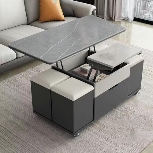 Mesa de centro convertible con parte superior elevable, mesa central multifuncional para sala de estar, diseño moderno que ahorra espacio