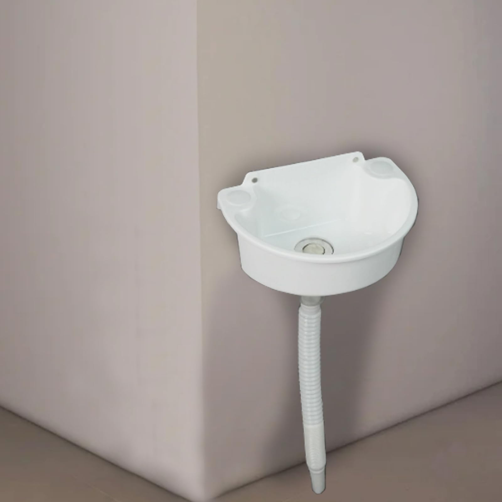 Lavello bagno piccolo, lavabo in plastica, mini lavabo con tubo di scarico in acciaio inox, progettato appositamente per piccole dimensioni, pratico lavabo[bianco]