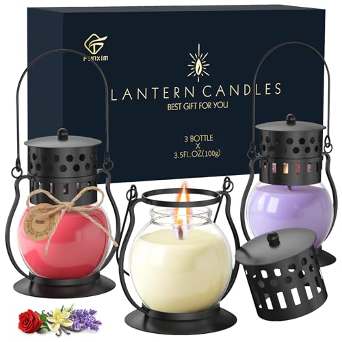 Bougies parfumées en cire de soja lot de 3 mini lanternes aromathérapie