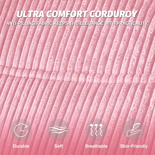 Image of Bean Bag Chair,Giant Beanbag Chairs for Adults,Comfy Large Fireside Chair Lazy Sofa,Corduroy Bean Bag Lounger with Memory Foam Filled,Floor Sofa Couch for Home,Dorm,Living Room (Pink)