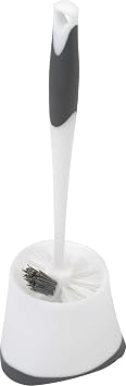 Clorox Corner Toilet Bowl Brush with Under Rim Scrubber, Includes Corner Storage Caddy, White