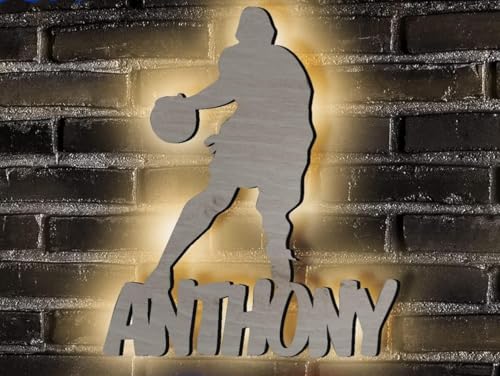 Namofactur Personalized Basketball Gift, Unique Home Decor LED Night Light Personalized with Name for Boys Coach Men Girls Team Senior Gift, Cistom Basketball Sign