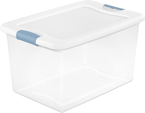 Vista 42 de Sterilite - Caja de almacenamiento de 6 cuartos de galón con tapa y pestillo, contenedor apilable de plástico para organizar zapatos en estantes