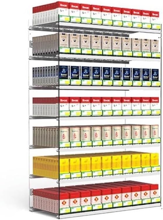 Rygcrud Store Cigarette Organize Holder, Cigarette Display Rack for Retail, Spring-Loaded Cigarette Actuators, Counter/Wall Mounted Shelves, Assemble (Color : Clear, Size : 91.5x28.4x98cm)