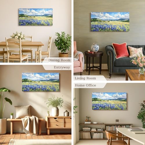 SERIMINO Nature Landscape Wall Art, Wilderness Meadow Wildflower Large Artwork, Rural Scenic Canvas Art Prints, Bright Natural Scenery Pictures Wall Decor Living Room Bedroom Rustic Farmhouse 20"X40"