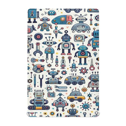 YANENDIE Cute Robot Pattern Crib Sheets - Boys & Girls Cotton Crib Sheet for Standard Crib and Toddler Mattresses 39 X 27 Inch