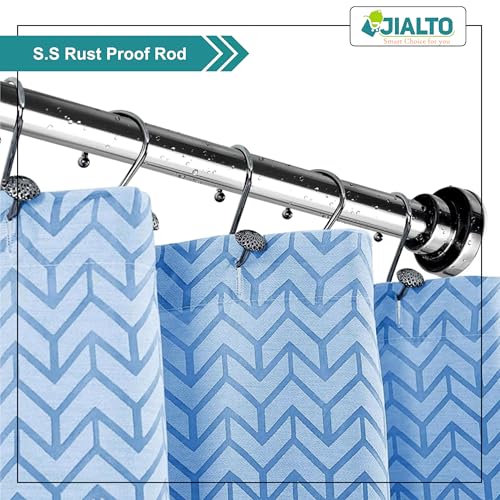 Image of JIALTO 105 Cm To 175 Cm Multifunctional Adjustable Rod | Extendable Shower Curtain Tension Rod Non-Drilling for Wall Anti-Skid Spring Pull | Door Curtain & Bathroom Pipe Rods (SILVER PACK Of - 2)
