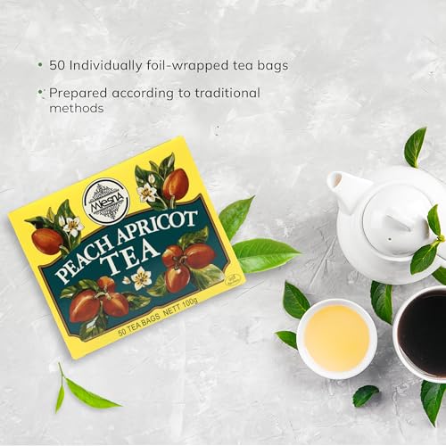 Image of Mlesna Peach Apricot Black Tea 100g | 50 Foil-Wrapped Tea Bags | Pure Ceylon Black Tea | Rich in Antioxidants | Imported from Sri Lanka