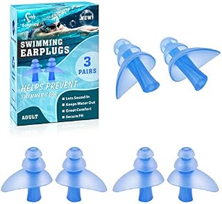 Swimming Earplugs, Eargrace 3 Pair Waterproof Reusable Silicone Ear Plugs for Swimming Showering Bathing Surfing and Other Water Sports