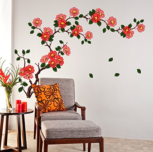 Image of Decals Design StickersKart Wall Stickers Welcome to Our Nest (Black) & Decals Design 'Floral Branch Antique Flowers' Wall Sticker (PVC Vinyl, 50 cm x 70 cm, Multicolour)