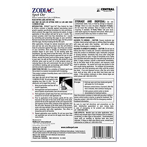 Zodiac Spot On Plus Flea & Tick Control For Cats 5 Lbs And Over 4 Pack #TOP1