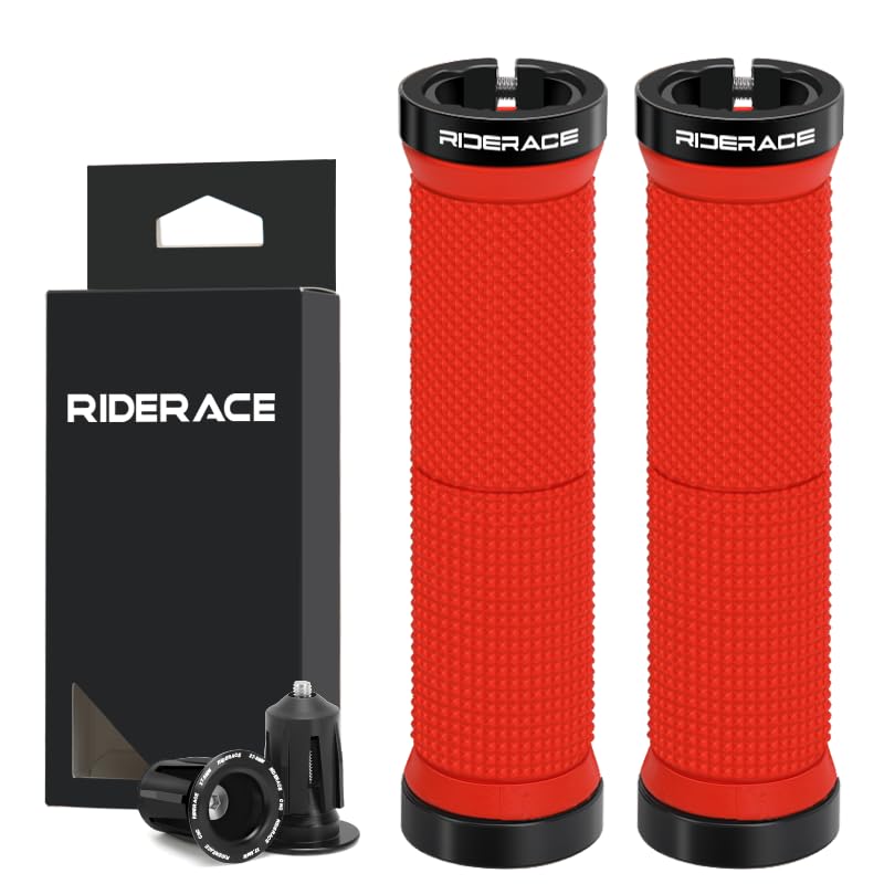 Riderace Dual-Lock Bike Grips Premium Rubber Handlebar Grips for MTB/BMX/Road Bikes — image 1