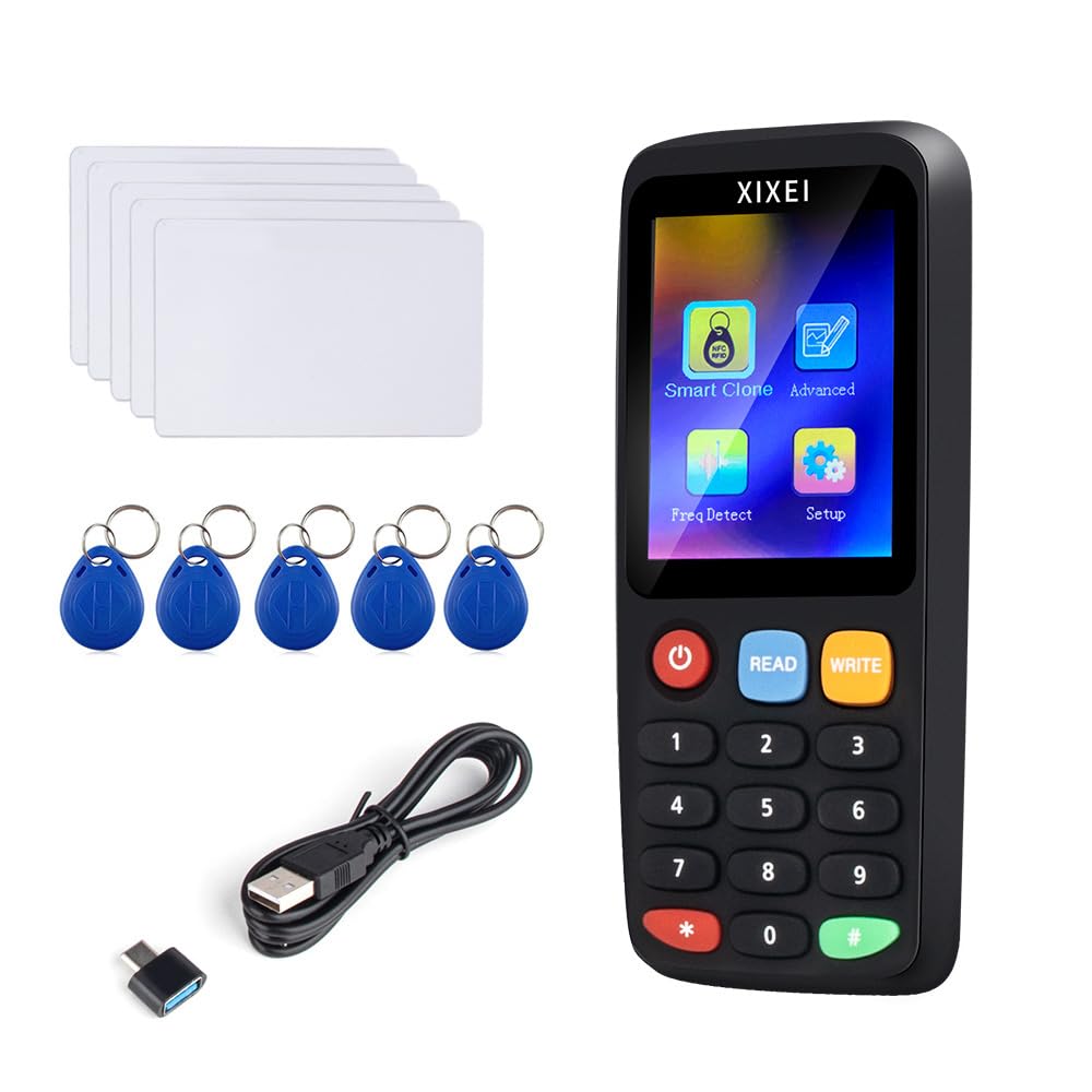 RFID-Kopierer,Fob Copier, RFID lesegerät Chip kopierer, Decodierung, IC-Karte, intelligenter Schlüssel-Duplikator für T5577/5200-Karten Mit 5200 Schlüsselanhängern + UID-Karten x 5