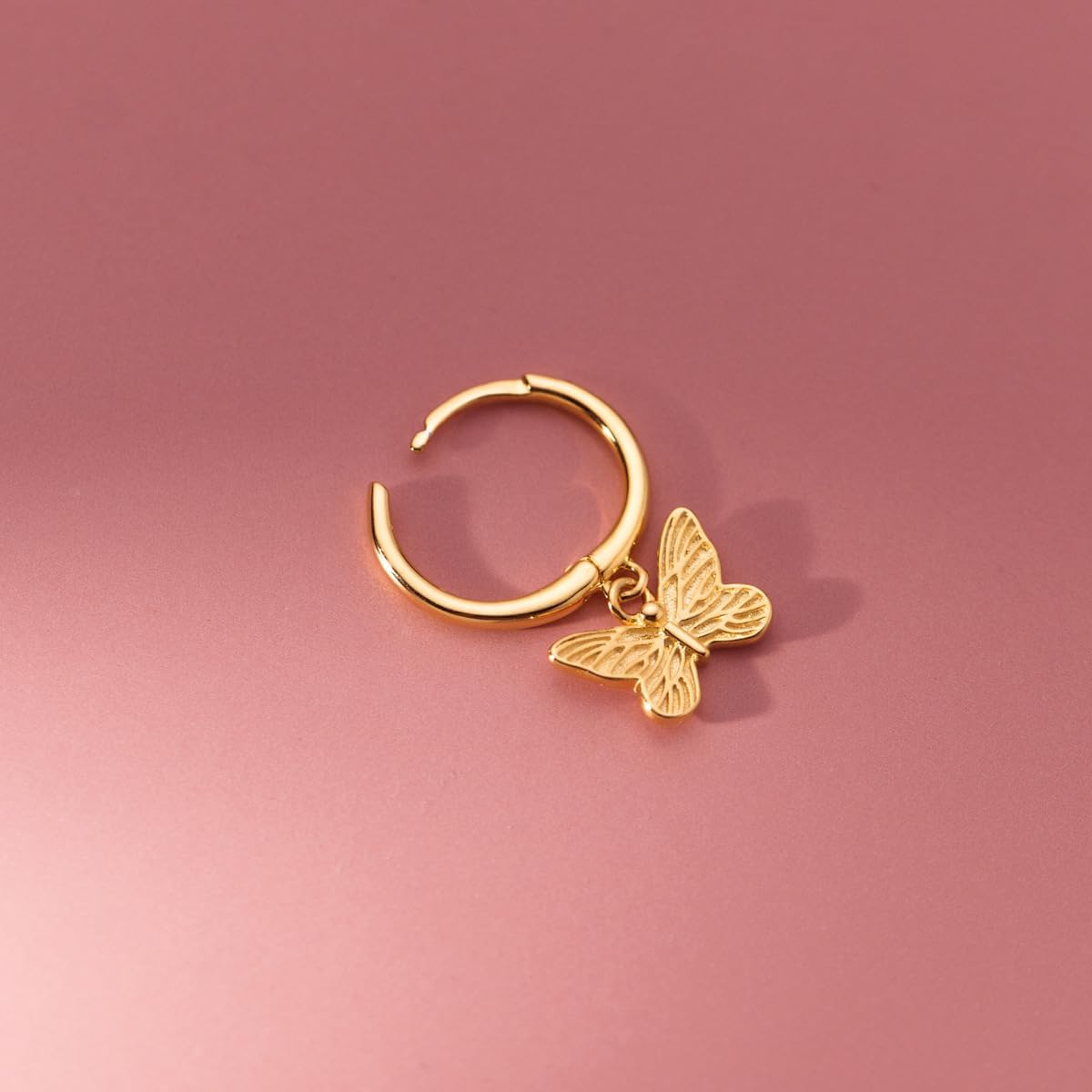 SLUYNZ Sterling Silver Butterfly Earrings Hoop for Women Teens Small Butterfly Hoop Earrings Huggie Drop - Image 4