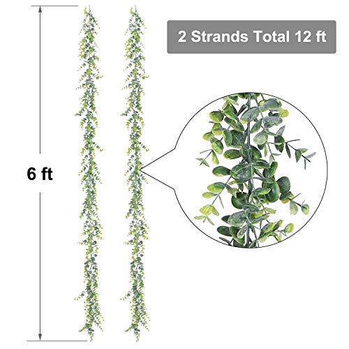 Lvydec 6 Pack Artificial Eucalyptus Garland, Fake Eucalyptus Greenery Garland Wedding Backdrop Arch Wall Decor, 6 Feet/Strand Fake Hanging Plant For Table Festival Party Decoration #TOP2