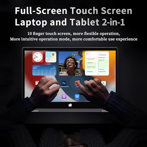 Image of BINTEC 14'' 2 in 1 Touchscreen Laptop,3840 * 2160 IPS LCD, celeron N95(up to 3.4GHz), 16GB DDR4,Backlit Keyboard,Fingerprint Unlock,2.4G /5G WiFi,Type-C,Bluetooth 4.2 256G