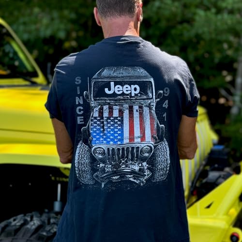 Jeep Big USA T-Shirt, Blue | Wrangler, American Flag Design | 100% Cotton3