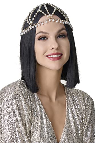 BABEYOND 1920s Crystal Cap Headpiece Rhinestone Head 