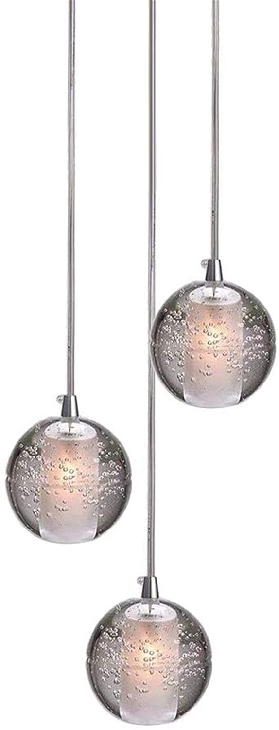Nowoczesna szklana lampa wisząca LED, żyrandol G4 kryształowa kula wisząca lampa sufitowa z regulacją wysokości do salonu stół do jadalni schody sypialnia jadalnia (rozmiar: 7 świateł)